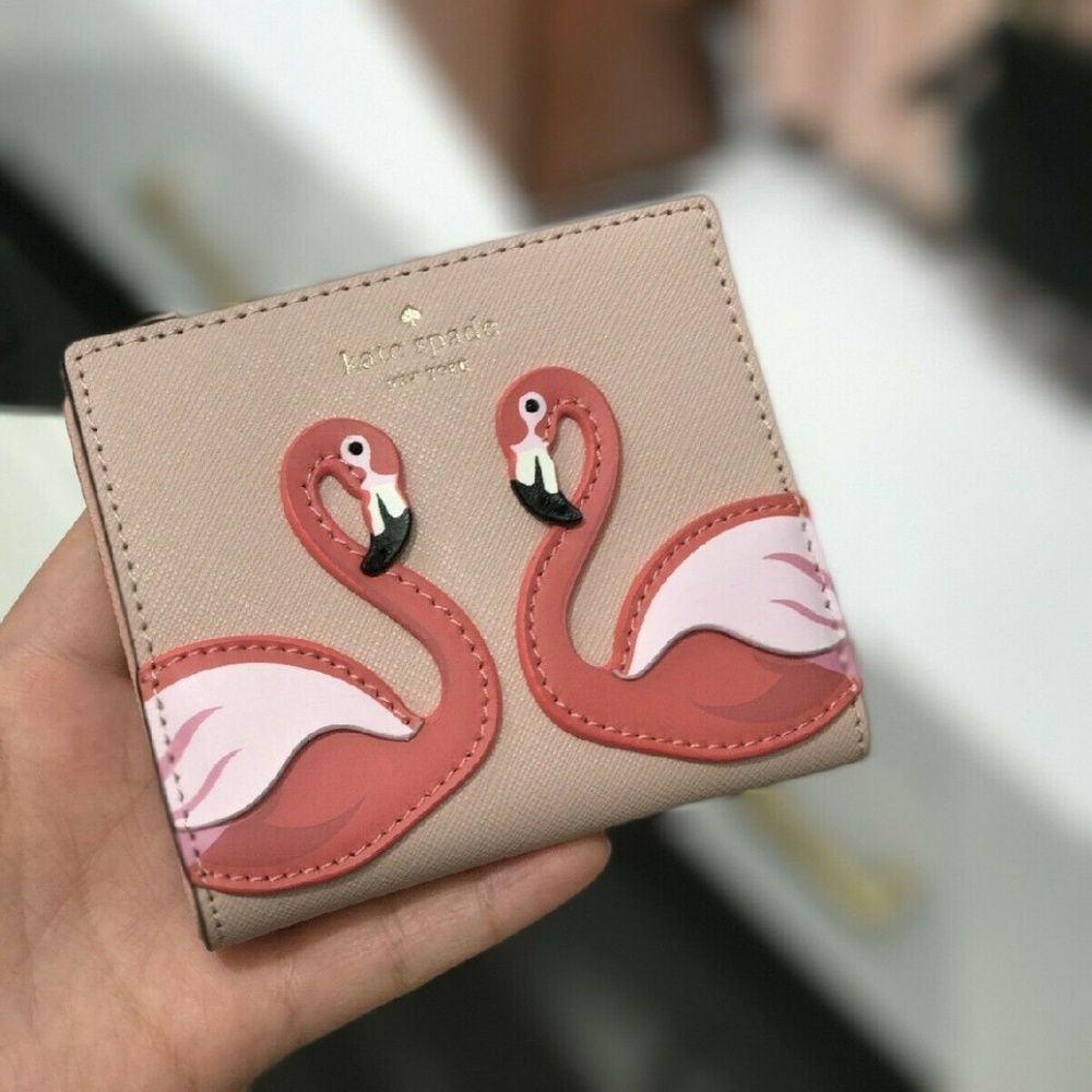 Kate Spade Flamingo Small Zip Bifold Wallet - Picture 1 of 5